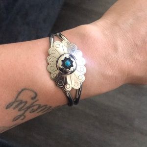 Sterling silver cuff bracelet with turquoise